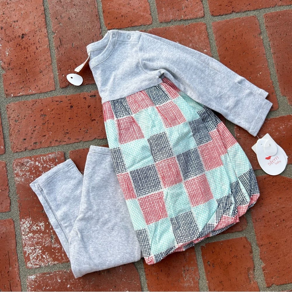 Nordstrom Plaid Baby Outfit with Gray Top and Pants
